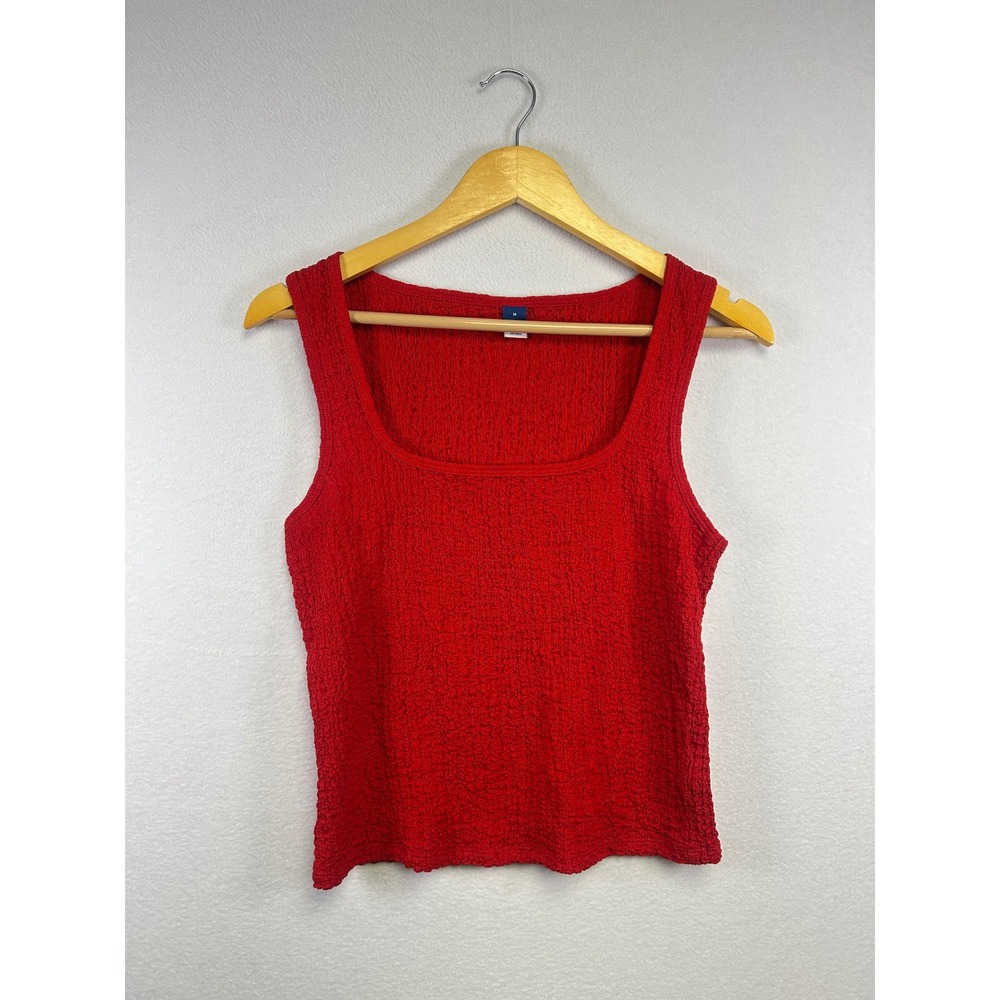 Old Navy Textured Square Neck Tank Top Red Women's Size M Sleeveless
